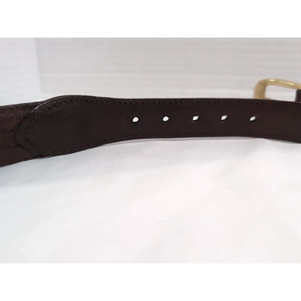 BRIGHTON BROWN LEATHER BELT MEN'S SIZE 40 BRASS BUCKLE BRAIDED WOVEN EUC